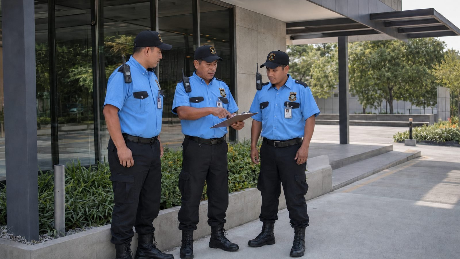 Supervisor de KALULASA revisando la consigna con dos elementos durante el cambio de turno